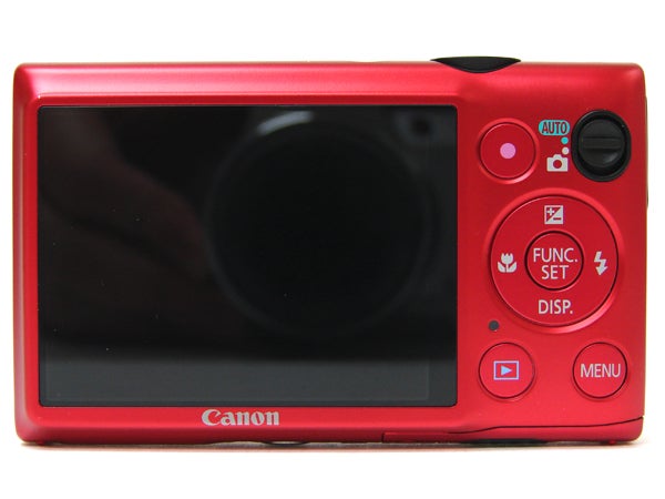 Canon IXUS 220 HS compact camera in red.
