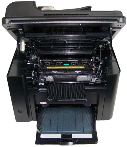 HP LaserJet Pro M1536dnf multifunction printer open tray.