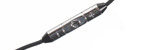 Close-up of Skullcandy Aviator headphones inline remote control.