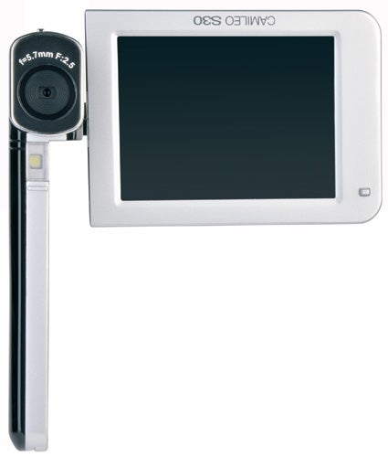 Toshiba Camileo S30 camcorder with swivel screen.