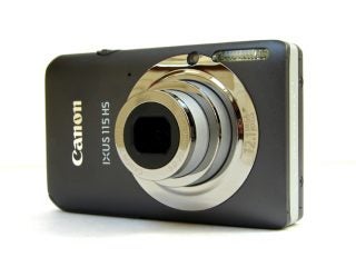 Canon IXUS 115 HS digital camera on a white background.