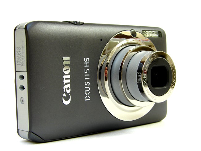 Canon IXUS 115 HS compact camera on a white background.