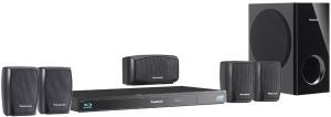 Panasonic SC-BTT270 home theater system with speakers and Blu-ray player.