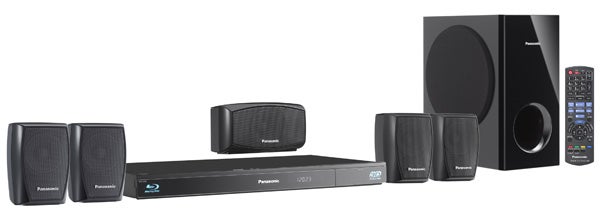 Panasonic SC-BTT270 home theater system with speakers.
