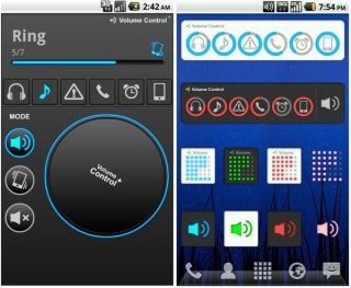 Screenshots of Android app for volume control settings.