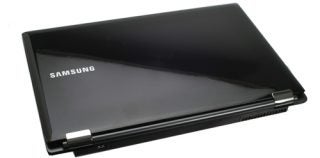 Samsung RF711 laptop closed on white background.