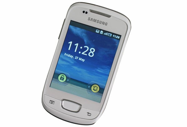 Samsung Galaxy Mini smartphone on white background