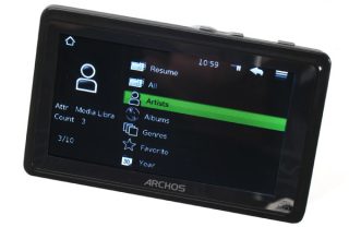 Archos 35 media player displaying music menu options.