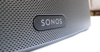 Close-up of Sonos Play:3 speaker grille and logo.