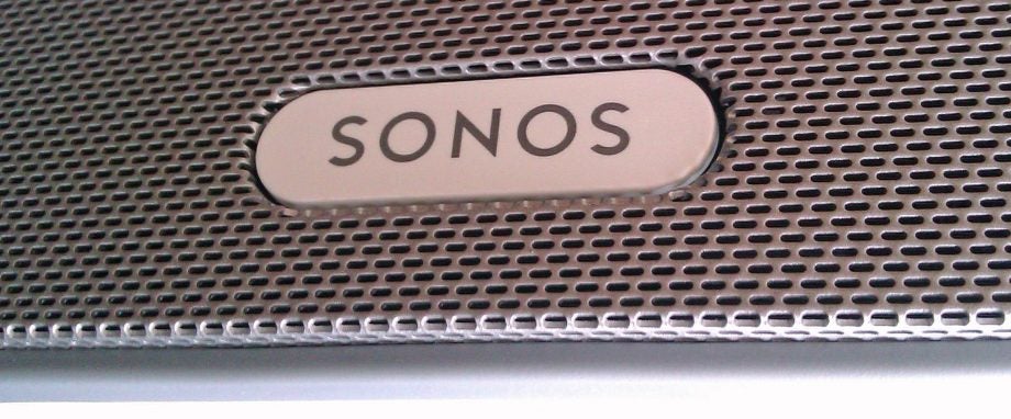 Close-up of Sonos Play:3 speaker grille and logo.