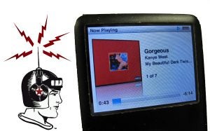 Portable media player displaying Kanye West's song "Gorgeous".