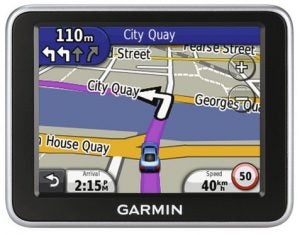 Garmin nuvi 2240 GPS showing UK and Ireland map route