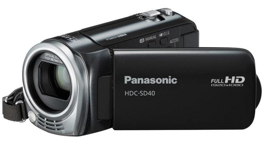 Panasonic HDC-SD40 camcorder on a white background.