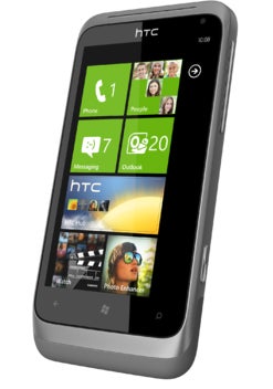 HTC Radar smartphone displaying Windows Phone interface.