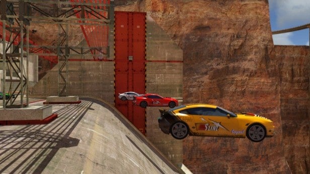 Screenshot of a race in Trackmania 2: Canyon video game.