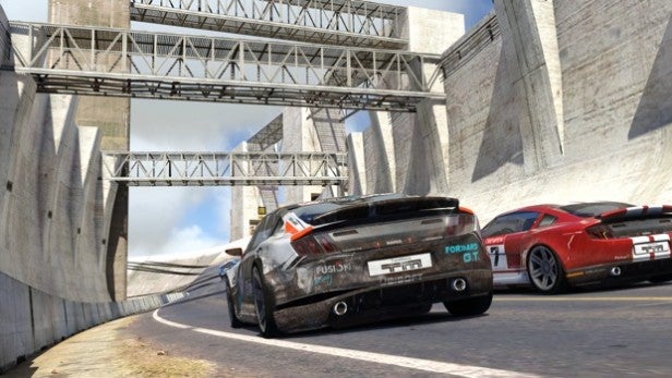 Screenshot of racing cars in Trackmania 2: Canyon game.