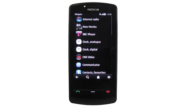 WidgetsNokia 700 smartphone with active display showing apps.