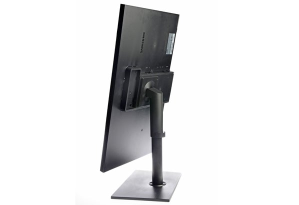 Samsung S27A850D monitor showing rear ports and stand.