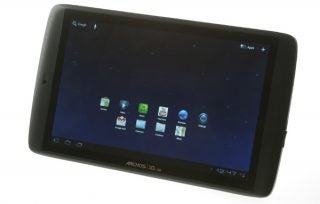 Archos G9 101 tablet displaying home screen with apps.