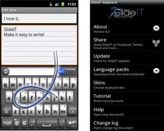 Screenshot of SlideIT Keyboard app interface and features.