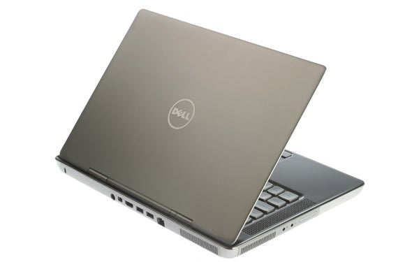 Dell XPS 14z laptop with lid closed, rear view.