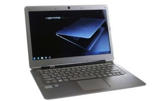 Acer Aspire S3 Ultrabook with open lid on white background.