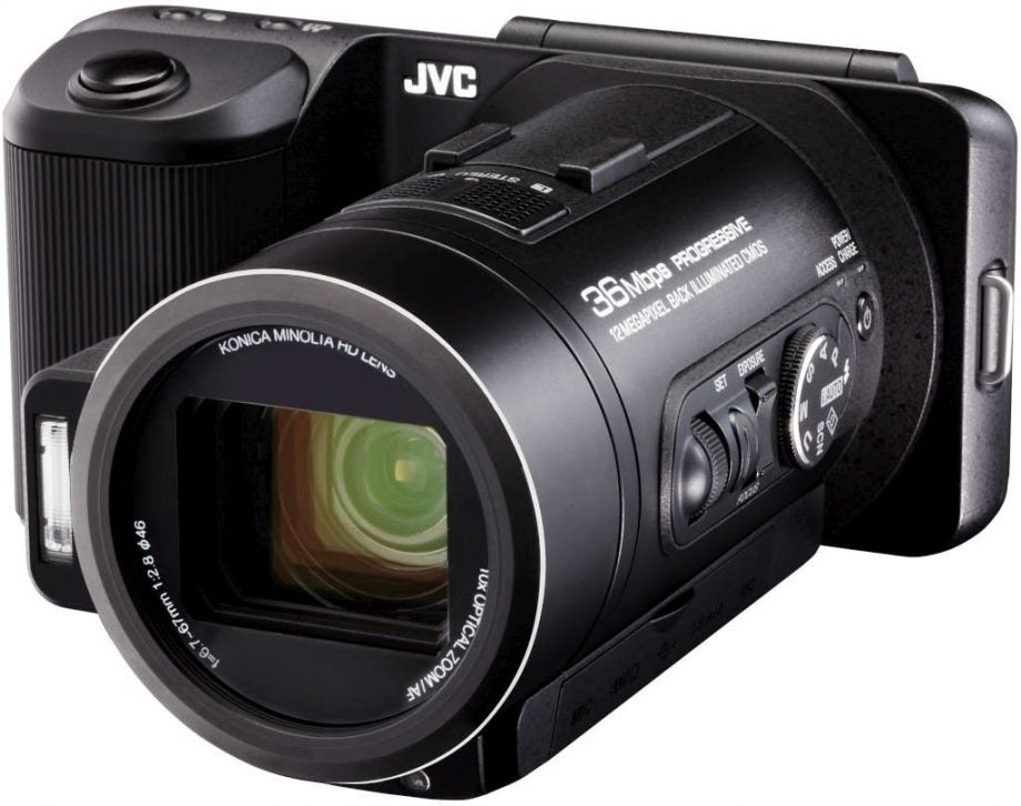 JVC GC-PX10 hybrid camera with Konica Minolta lens.