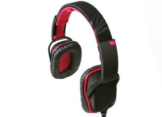 Sony MDR-PQ1 headphones with black and red accents.