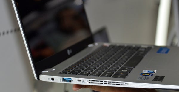 Side view of LG Z330 ultrabook with ports visible.