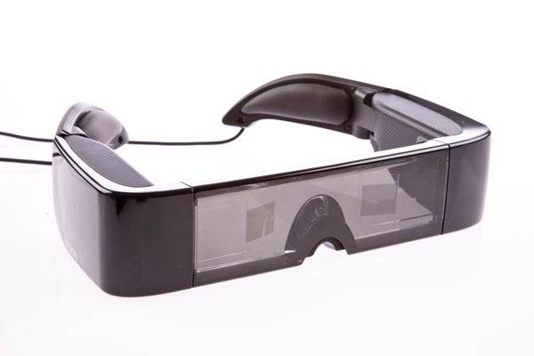 Epson Moverio BT-100 smart glasses on white background.
