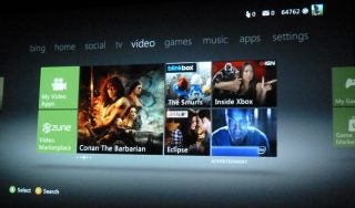 Screenshot of the new Xbox 360 Dashboard with video services.