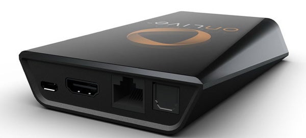 OnLive game system console with logo and ports visible.