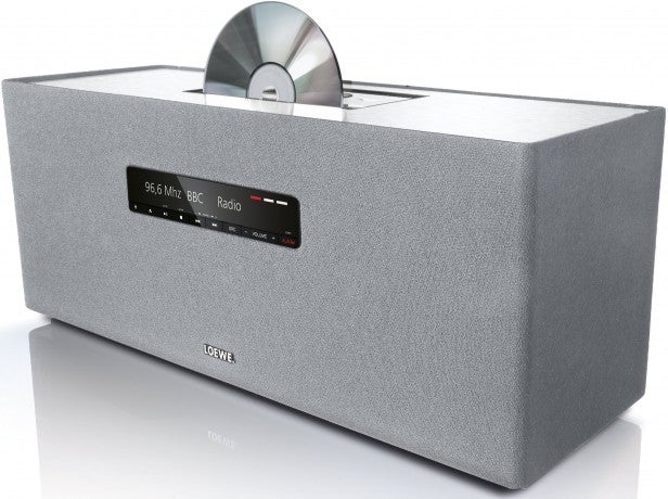 Loewe Soundbox with CD disc and digital display.
