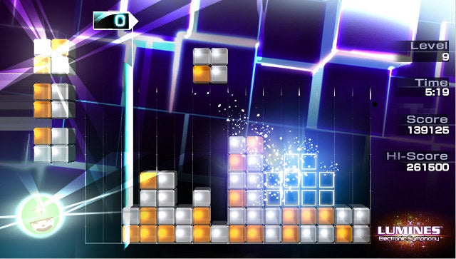 Lumines Electronic Symphony gameplay screenshot on PS Vita.