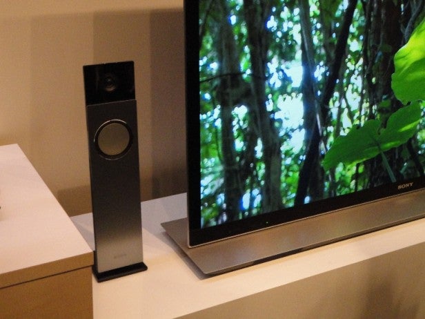 Sony HX853 photo with stand and Blu-ray system