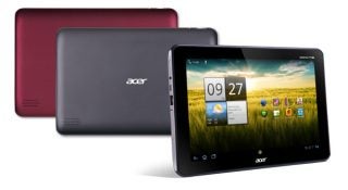 Acer Iconia Tab A200 in red and gray with screen display