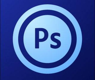 Adobe Photoshop Touch app logo on blue background.