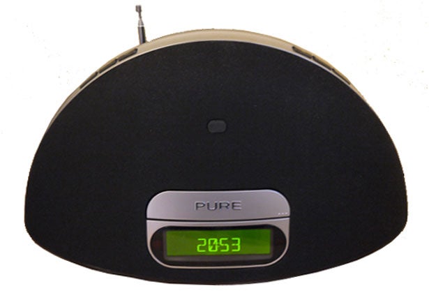 Pure Contour 100Di dock with digital display showing time.