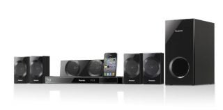 Panasonic SC-BTT290 home theater system with iPhone dock.