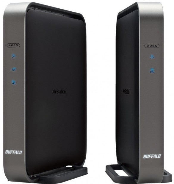 Buffalo AirStation 1750 wireless router front and side views.