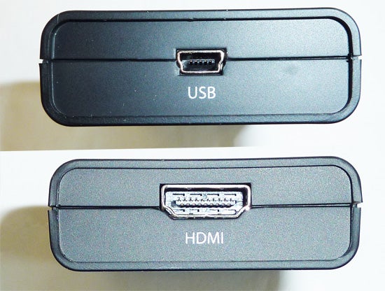 StarTech USB2HDMI adapter with USB and HDMI ports.