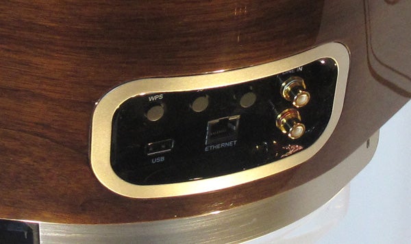 Close-up of Marantz Consolette's connection panel with USB and Ethernet ports.
