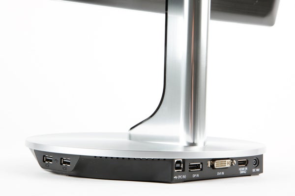 Samsung Series 9 monitor base and connection ports.