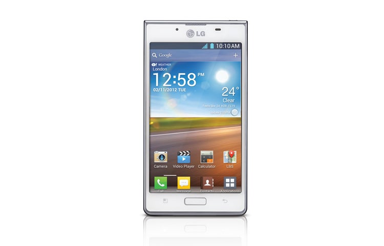 LG Optimus L7 smartphone on white background.