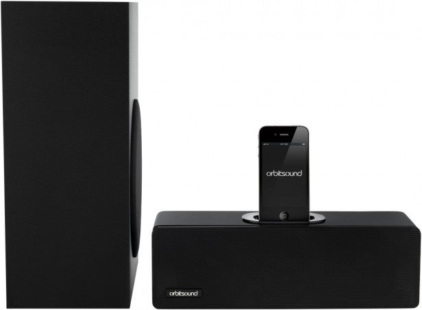 Orbitsound T9 Soundbar with iPhone dock and subwoofer.