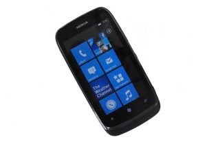 Nokia Lumia 610 smartphone displaying Windows Phone interface.