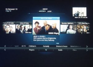 YouView interface displaying 'Mock the Week' on-screen selection.
