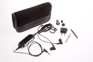 Sennheiser CXC 700 earphones with accessories and carrying case.