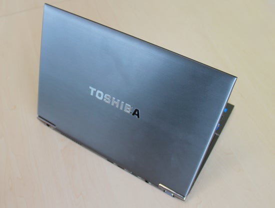 Toshiba Portege Z930 laptop with logo on lid.