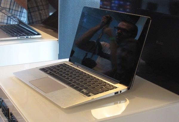 Asus Transformer Book on display with reflections on screen.
